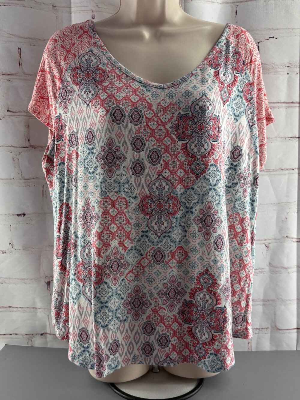 Westport Women's Multi Boho Medallion / Paisley Print Blouse / Top XL